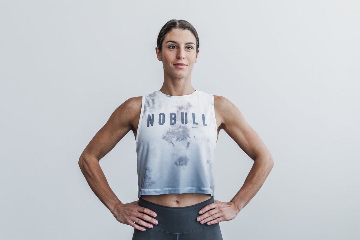 Nobull Muscle Dip-Dye Women's Tank Tops White | Australia (JY7840)